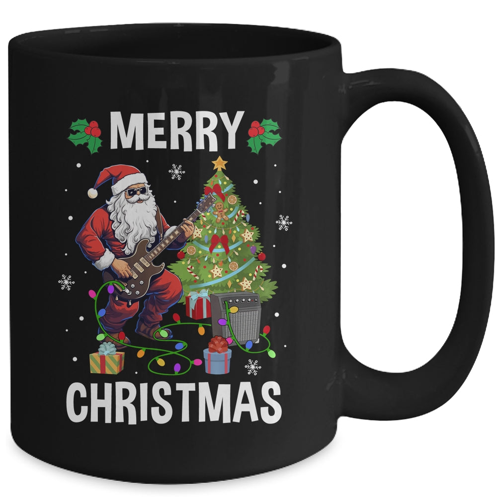 Santa Claus Guitarist Merry Christmas Guitar Men Dad Mug | siriusteestore