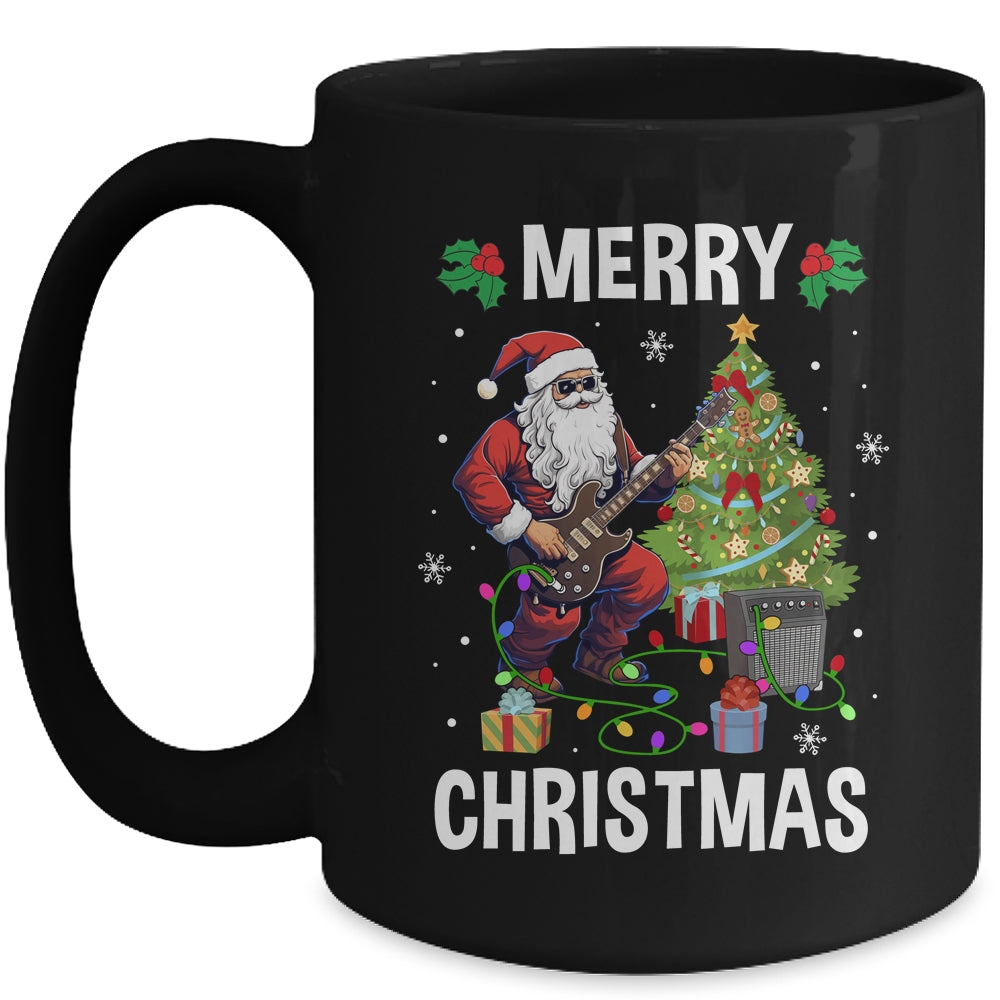 Santa Claus Guitarist Merry Christmas Guitar Men Dad Mug | siriusteestore