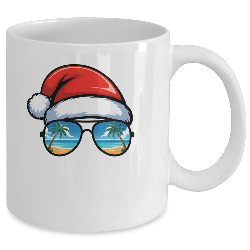 Santa Claus Hat Sunglasses Beach Christmas In July Summer Mug | siriusteestore