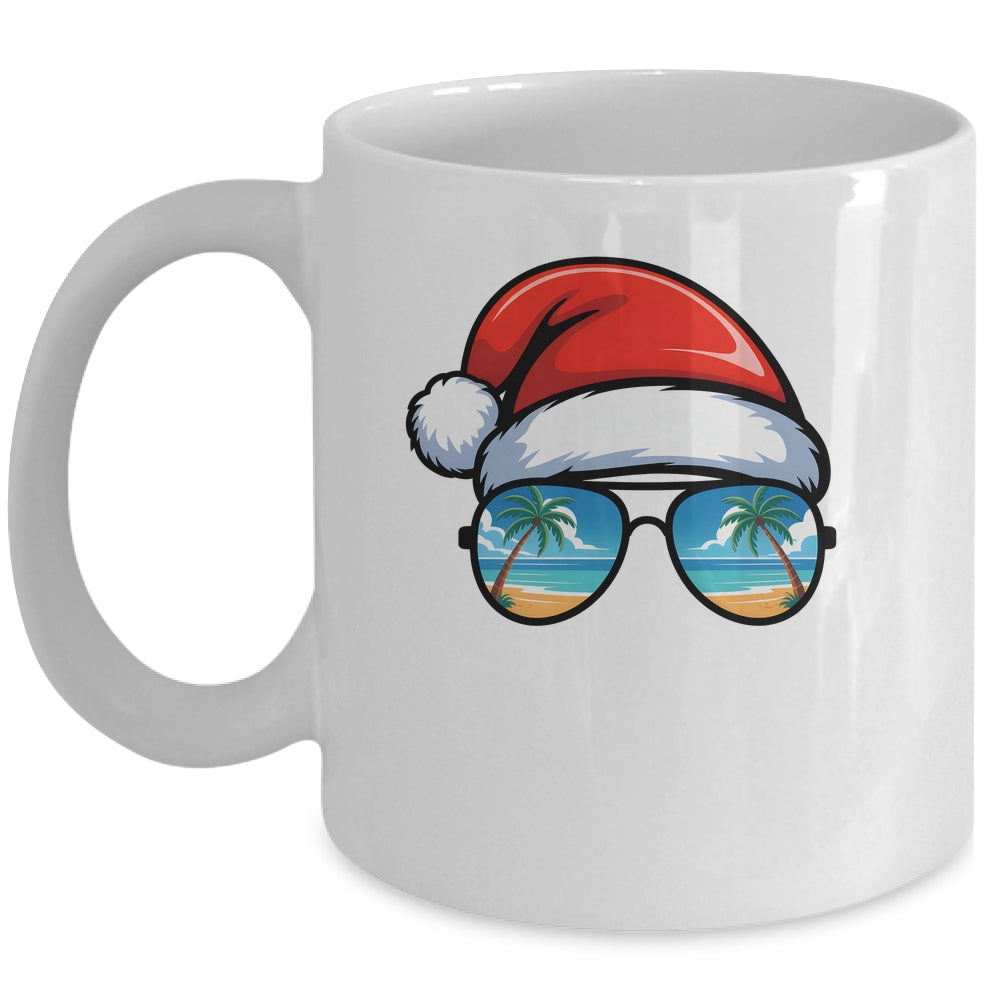 Santa Claus Hat Sunglasses Beach Christmas In July Summer Mug | siriusteestore