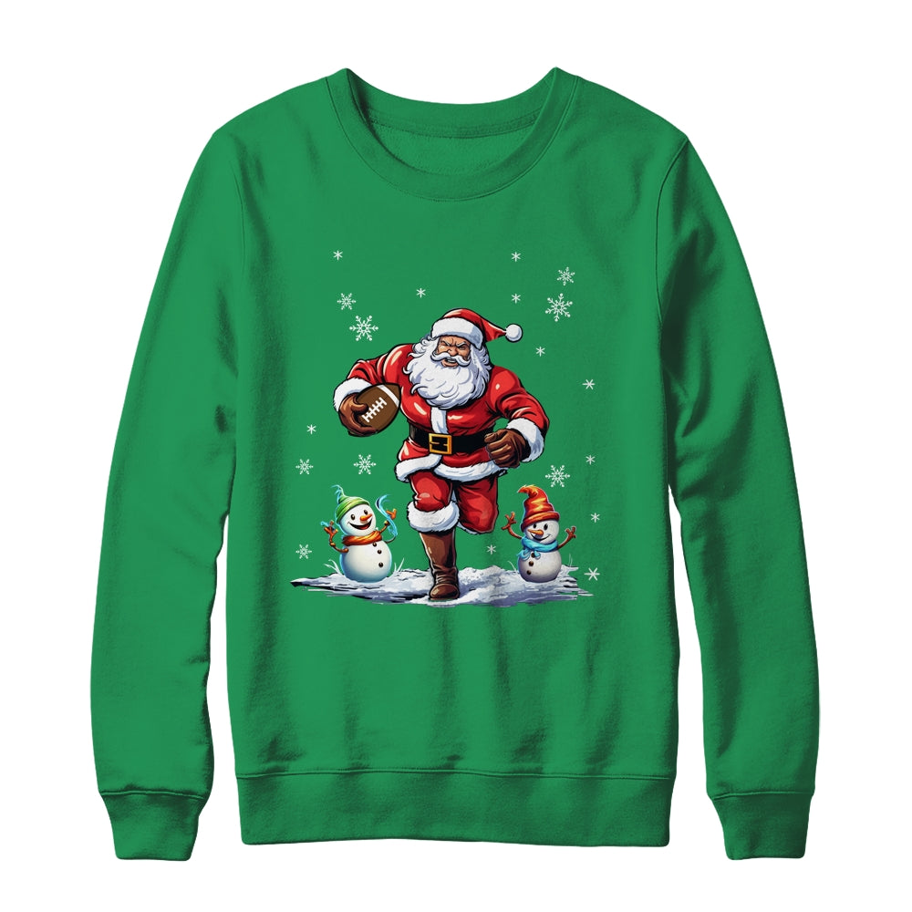 Santa Claus Playing American Football Christmas Football Fan Shirt & Sweatshirt | siriusteestore
