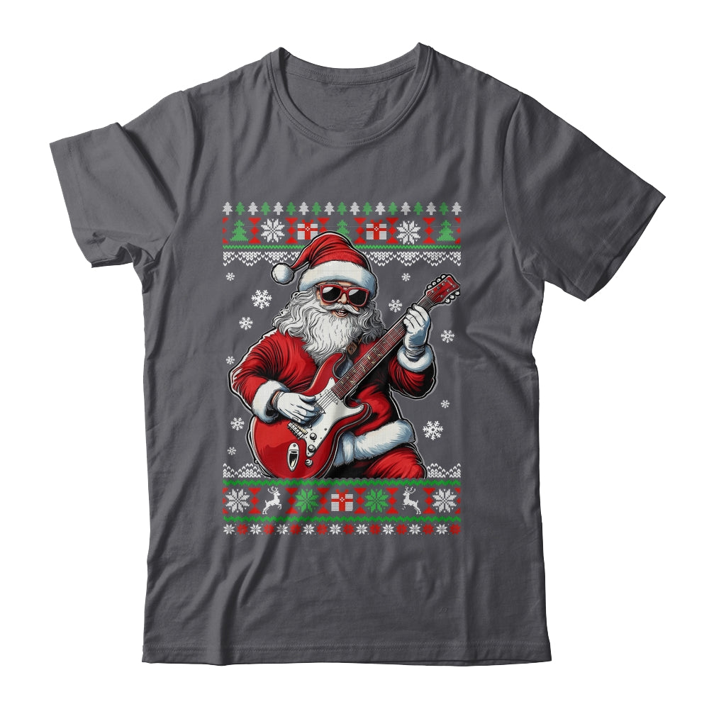 Santa Claus Playing Guitar Musician Guitarist Ugly Christmas Shirt & Sweatshirt | siriusteestore