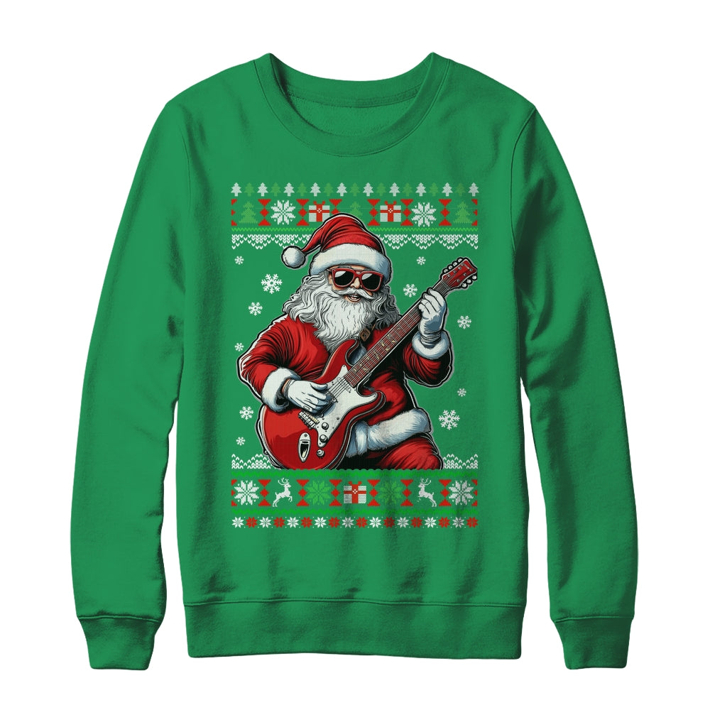 Santa Claus Playing Guitar Musician Guitarist Ugly Christmas Shirt & Sweatshirt | siriusteestore