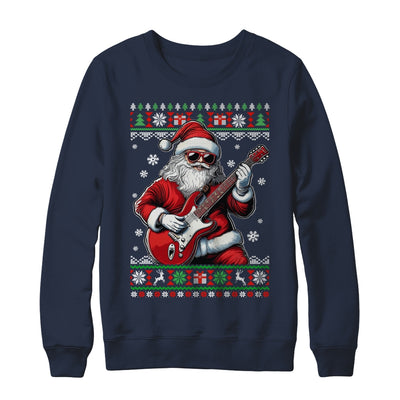 Santa Claus Playing Guitar Musician Guitarist Ugly Christmas Shirt & Sweatshirt | siriusteestore
