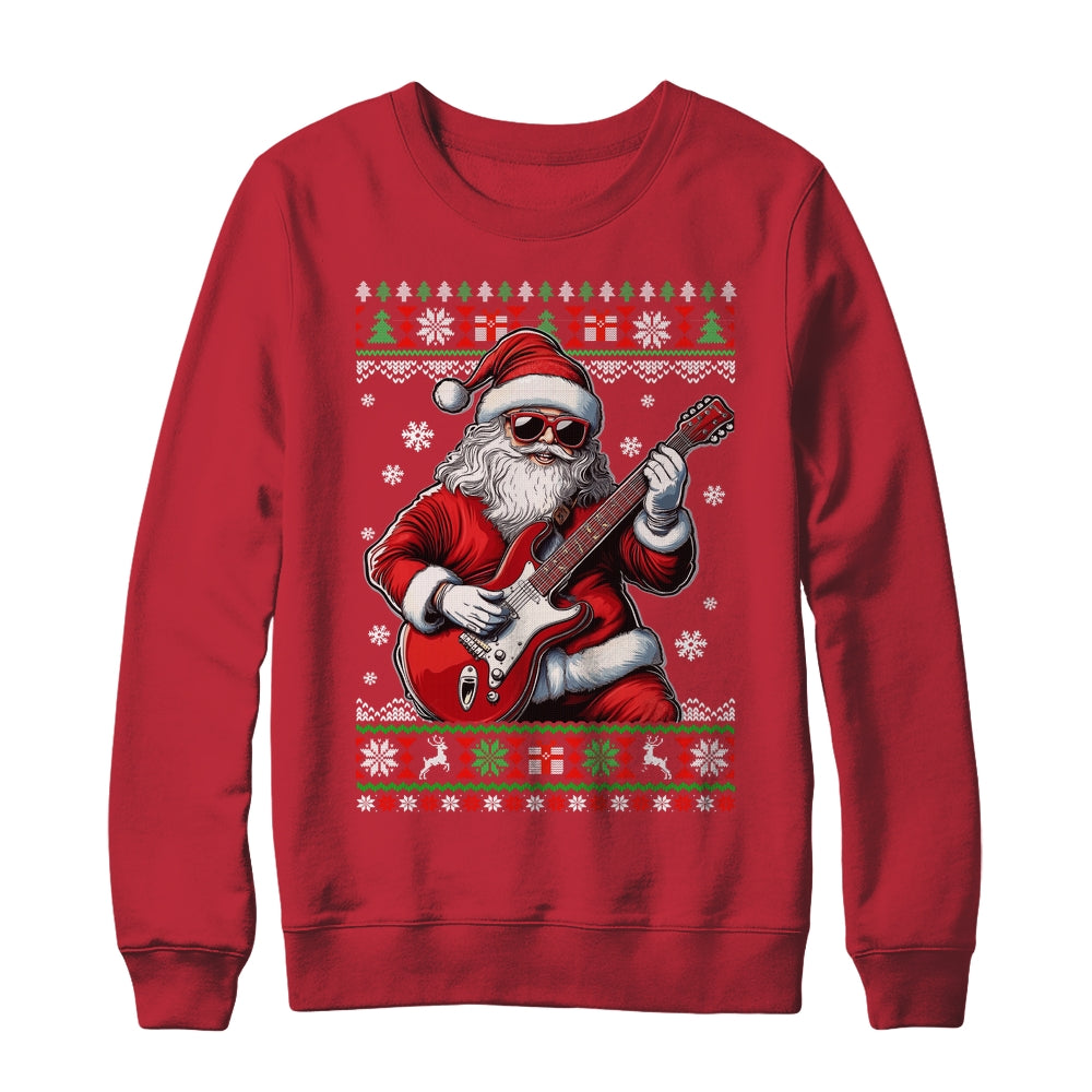 Santa Claus Playing Guitar Musician Guitarist Ugly Christmas Shirt & Sweatshirt | siriusteestore