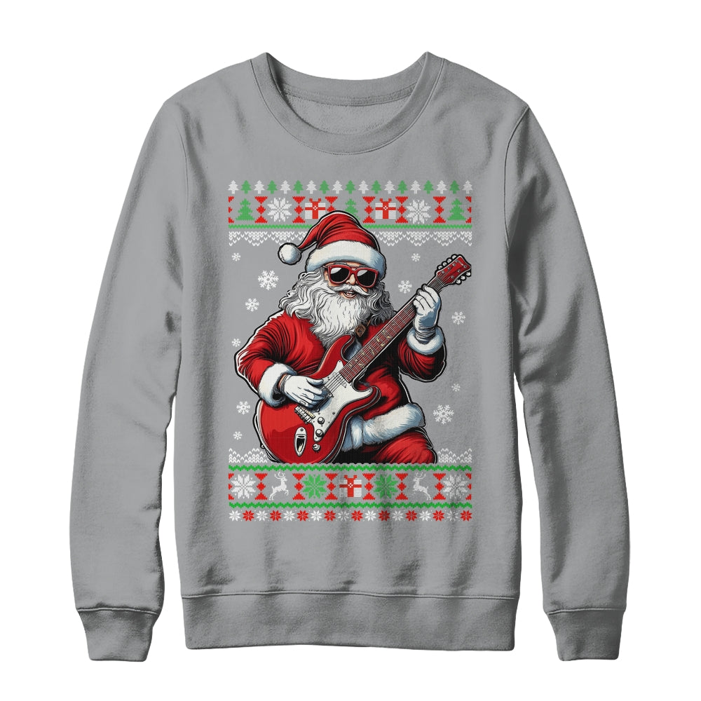 Santa Claus Playing Guitar Musician Guitarist Ugly Christmas Shirt & Sweatshirt | siriusteestore