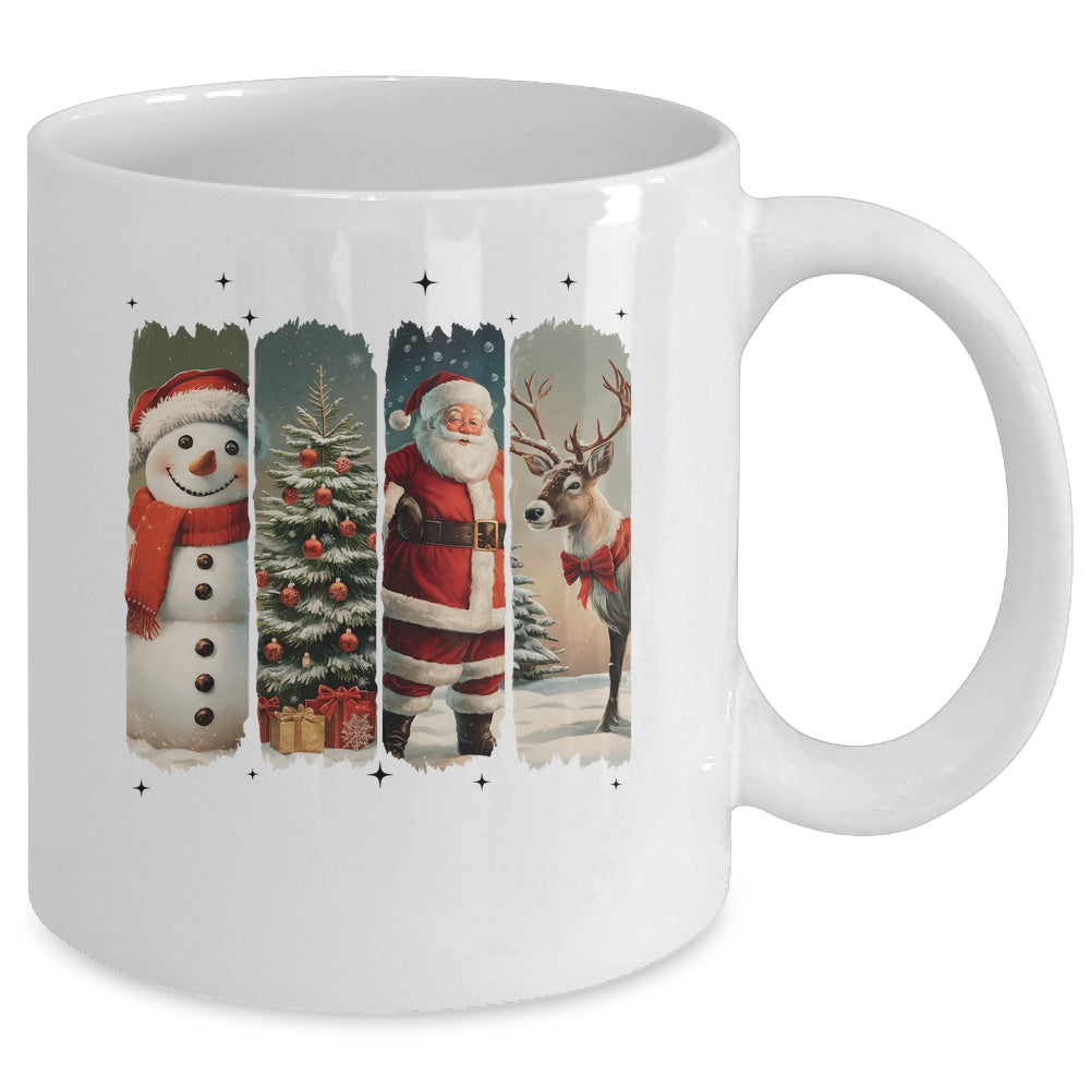 Santa Claus Vintage Christmas Coquette Bow Reindeer Snowman Mug | siriusteestore