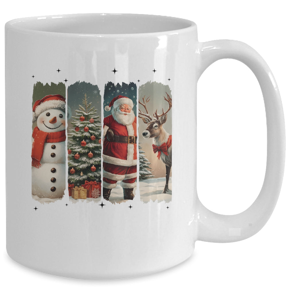 Santa Claus Vintage Christmas Coquette Bow Reindeer Snowman Mug | siriusteestore
