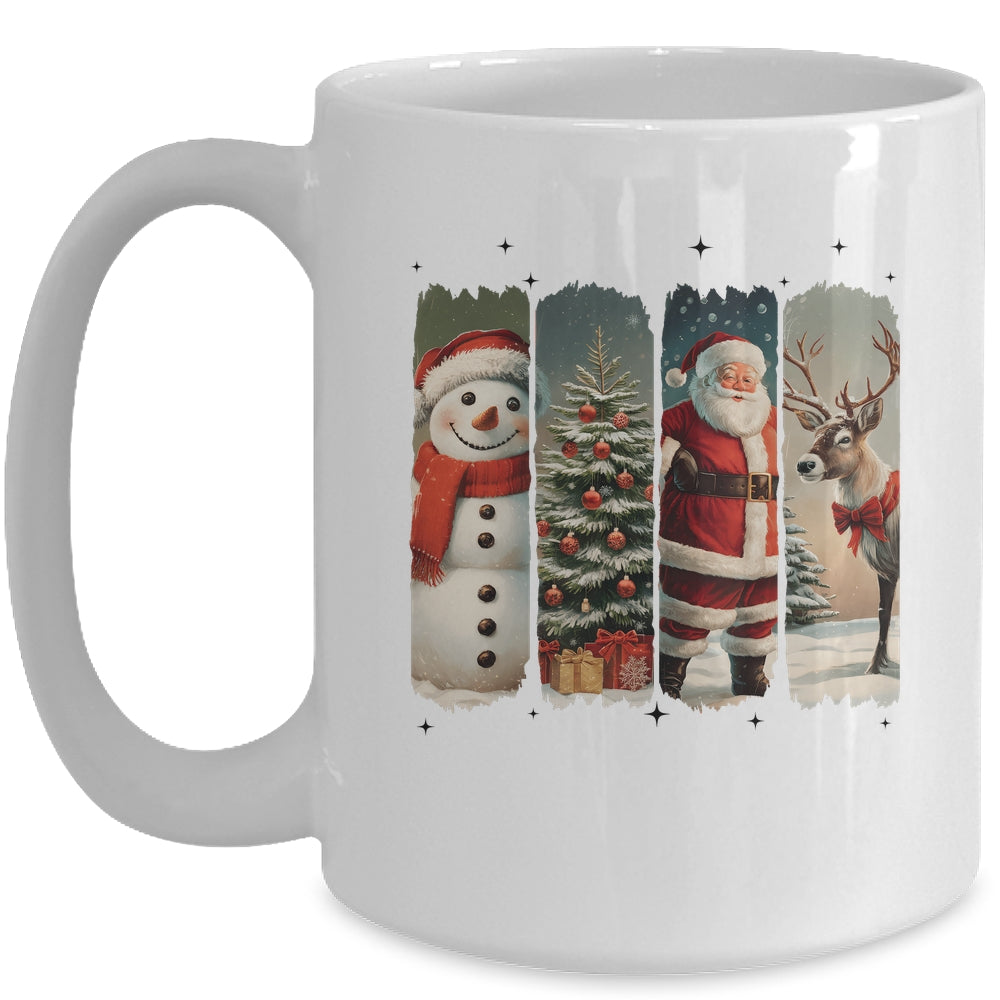 Santa Claus Vintage Christmas Coquette Bow Reindeer Snowman Mug | siriusteestore