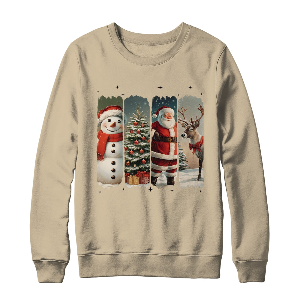 Santa Claus Vintage Christmas Coquette Bow Reindeer Snowman Shirt & Sweatshirt | siriusteestore