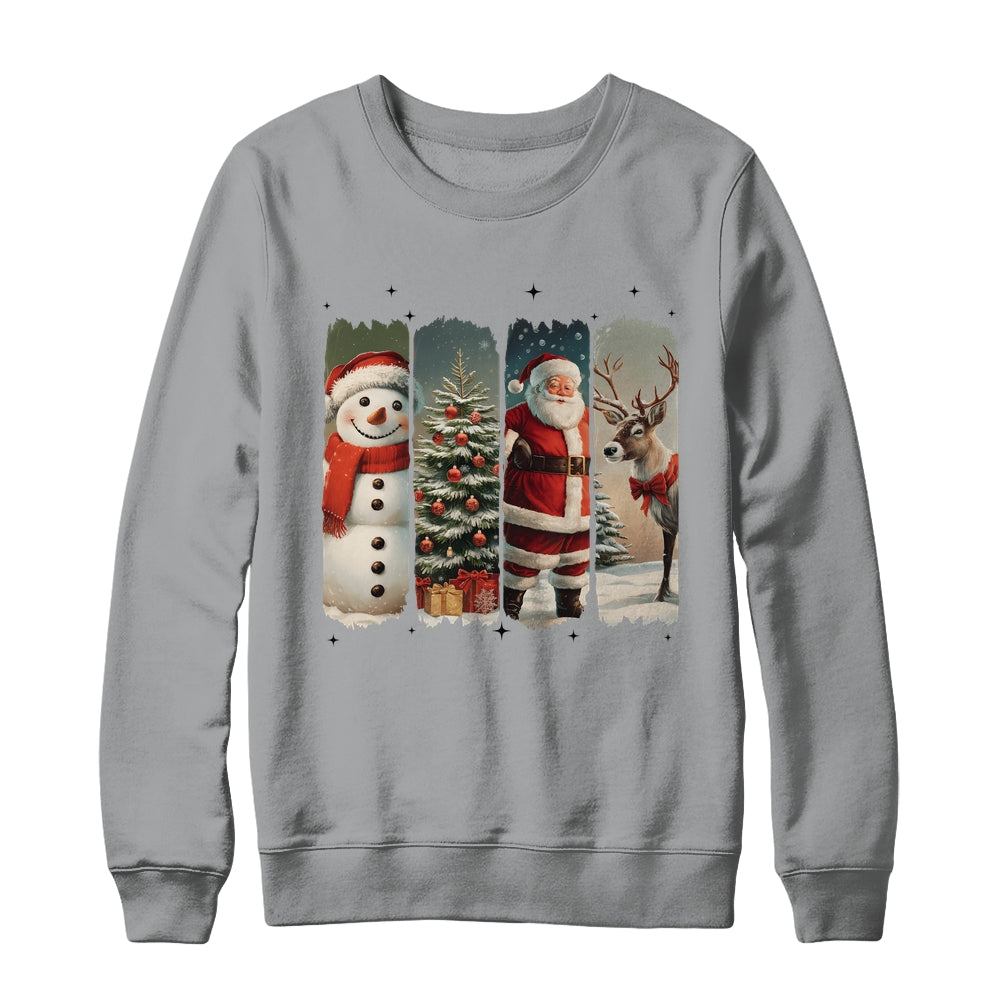 Santa Claus Vintage Christmas Coquette Bow Reindeer Snowman Shirt & Sweatshirt | siriusteestore