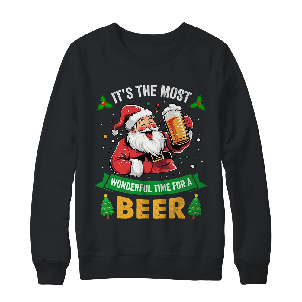 Santa Drinking Beer It's The Most Wonderful Time For A Beer Shirt & Sweatshirt | siriusteestore