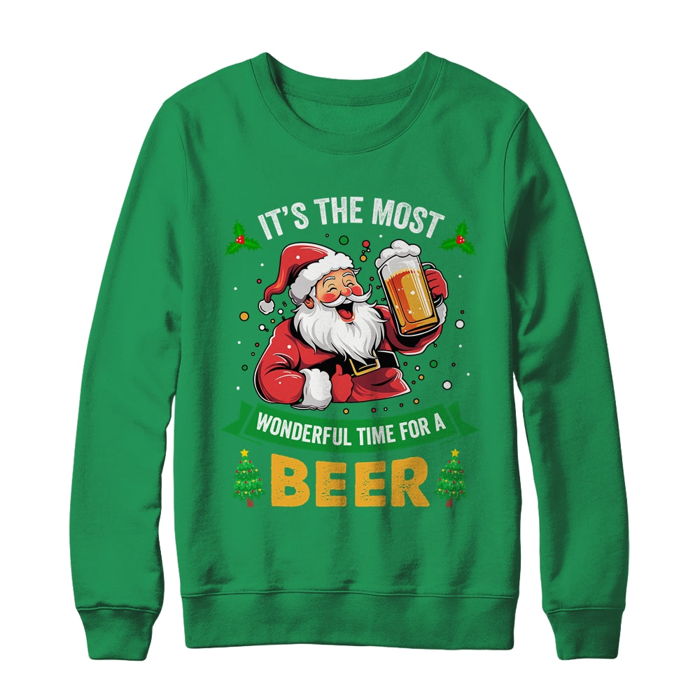 Santa Drinking Beer It's The Most Wonderful Time For A Beer Shirt & Sweatshirt | siriusteestore