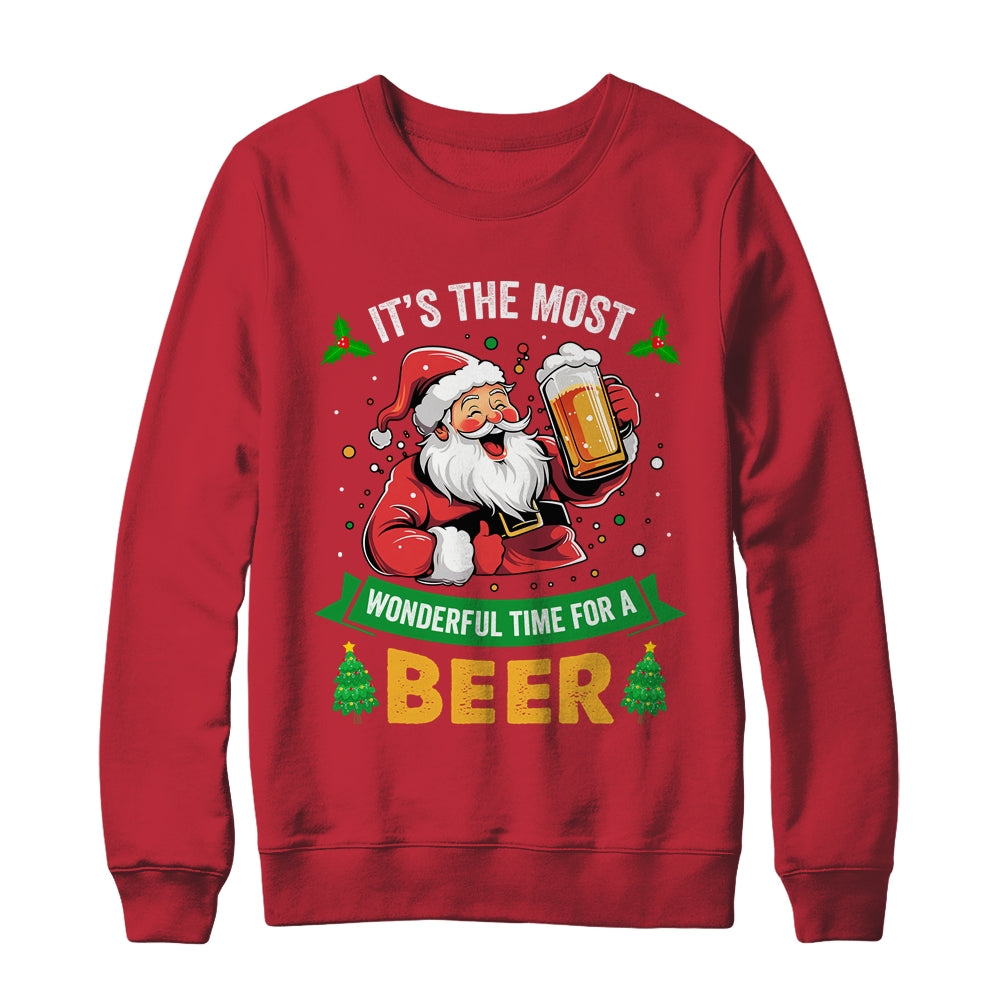 Santa Drinking Beer It's The Most Wonderful Time For A Beer Shirt & Sweatshirt | siriusteestore