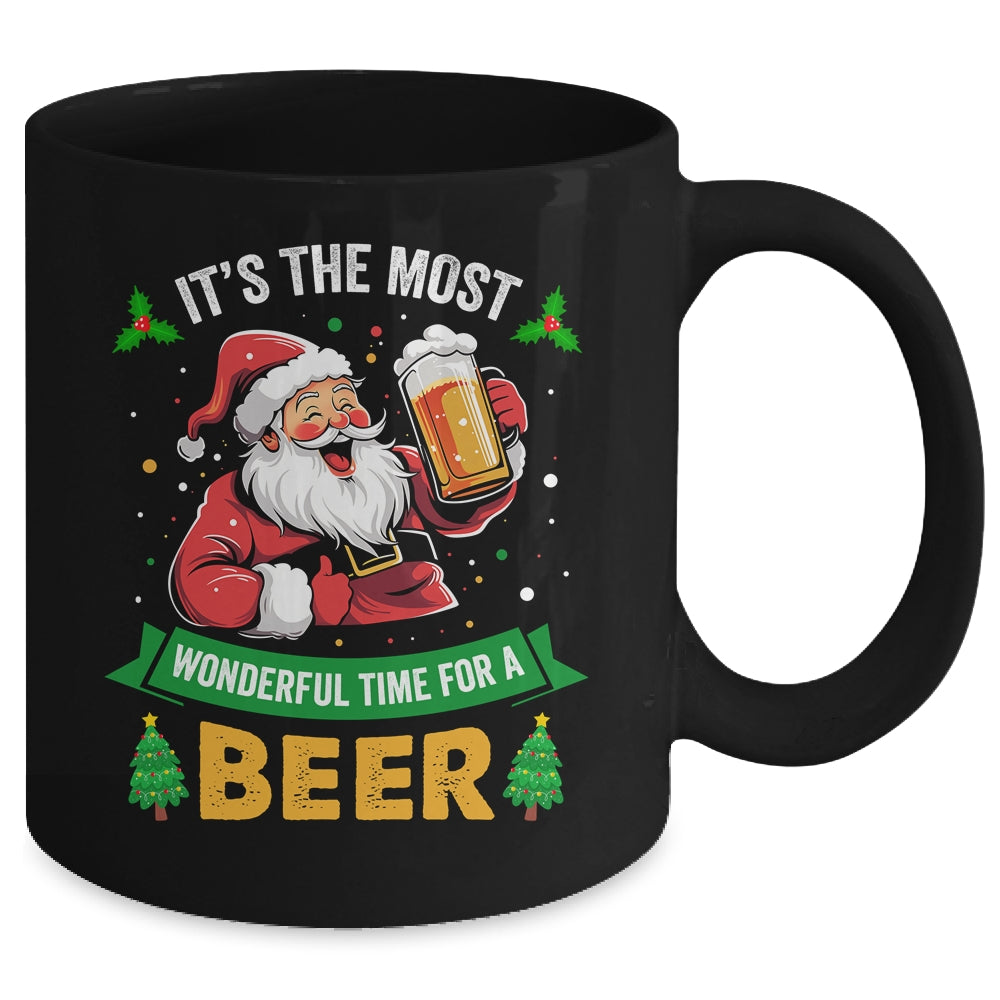Santa Drinking Beer It's The Most Wonderful Time For A Beer Mug | siriusteestore