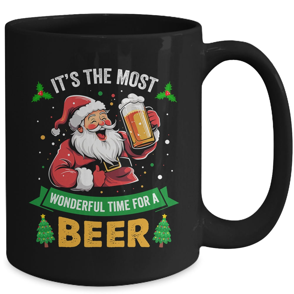 Santa Drinking Beer It's The Most Wonderful Time For A Beer Mug | siriusteestore