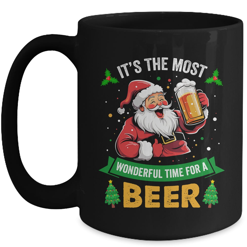 Santa Drinking Beer It's The Most Wonderful Time For A Beer Mug | siriusteestore