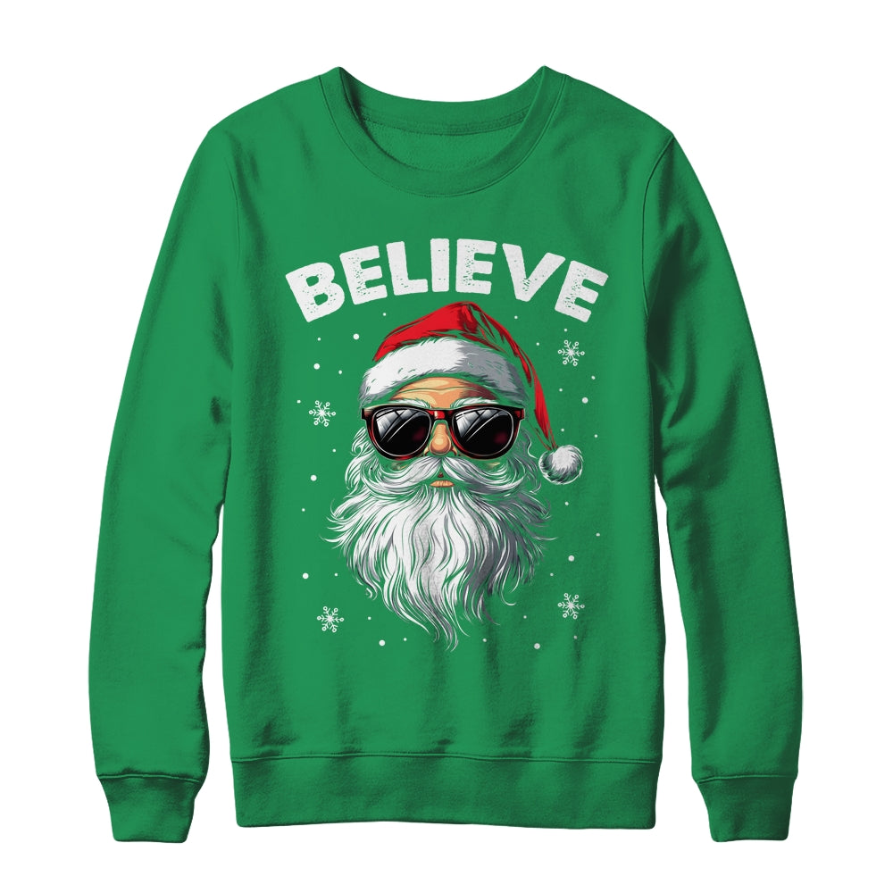 Santa Face Sunglasses Believe Christmas Xmas For Boys Mens Shirt & Sweatshirt | siriusteestore
