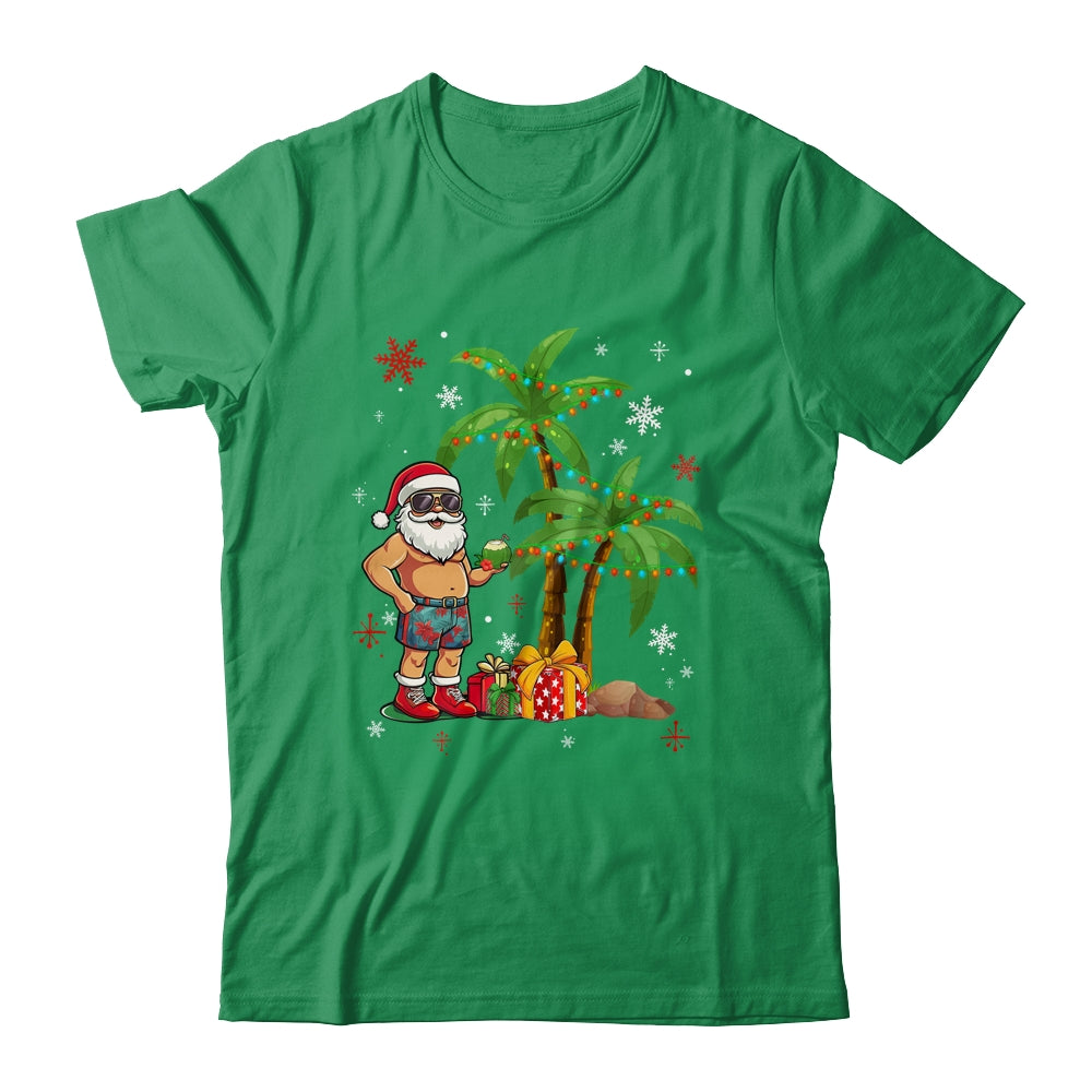 Santa Hawaiian Hawaii Christmas Palm Tree Lights Xmas Funny Shirt & Sweatshirt | siriusteestore
