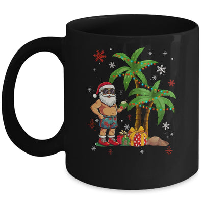 Santa Hawaiian Hawaii Christmas Palm Tree Lights Xmas Funny Mug | siriusteestore