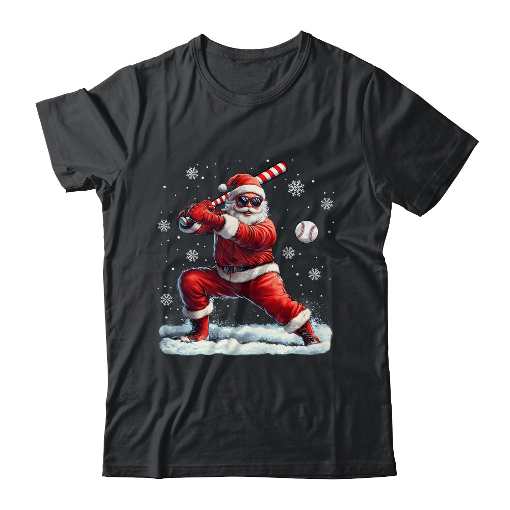 Santa Playing Baseball Christmas Baseball Player Men Boys Xmas Shirt & Sweatshirt | siriusteestore
