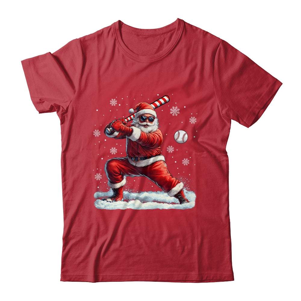 Santa Playing Baseball Christmas Baseball Player Men Boys Xmas Shirt & Sweatshirt | siriusteestore