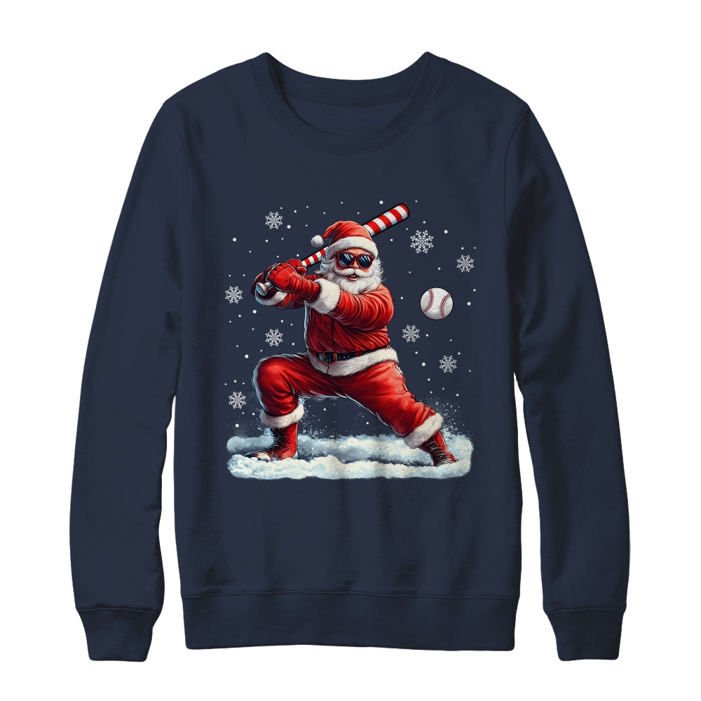 Santa Playing Baseball Christmas Baseball Player Men Boys Xmas Shirt & Sweatshirt | siriusteestore