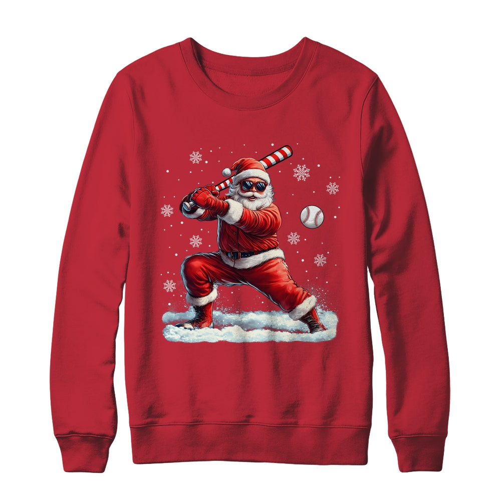 Santa Playing Baseball Christmas Baseball Player Men Boys Xmas Shirt & Sweatshirt | siriusteestore