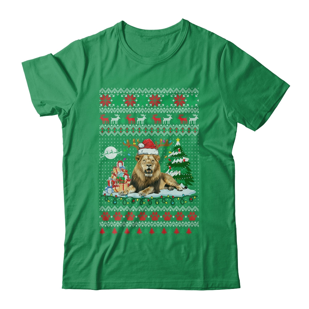 Santa Reindeer Lion Ugly Christmas Xmas Ornaments Family Shirt & Sweatshirt | siriusteestore