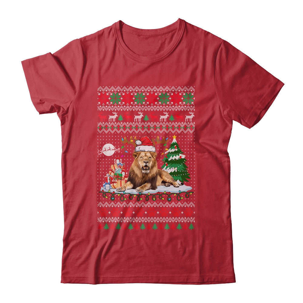 Santa Reindeer Lion Ugly Christmas Xmas Ornaments Family Shirt & Sweatshirt | siriusteestore