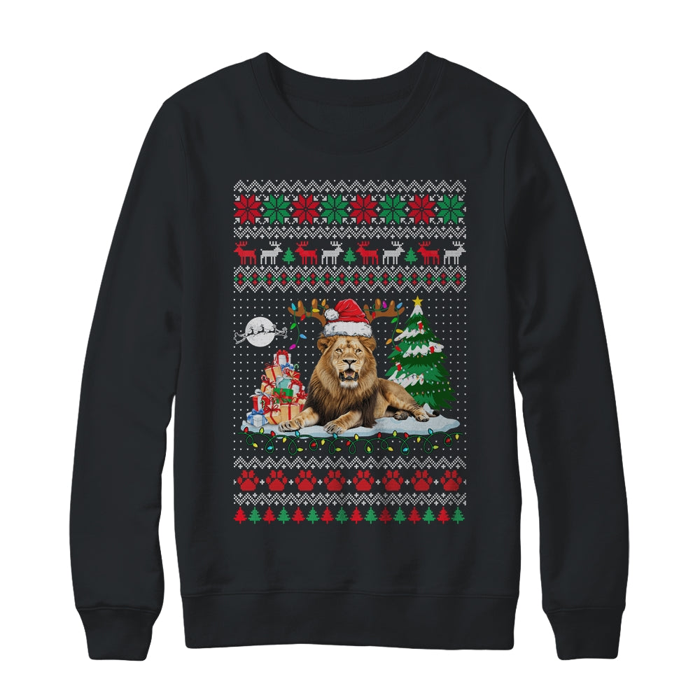Santa Reindeer Lion Ugly Christmas Xmas Ornaments Family Shirt & Sweatshirt | siriusteestore