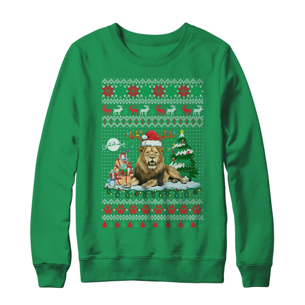 Santa Reindeer Lion Ugly Christmas Xmas Ornaments Family Shirt & Sweatshirt | siriusteestore