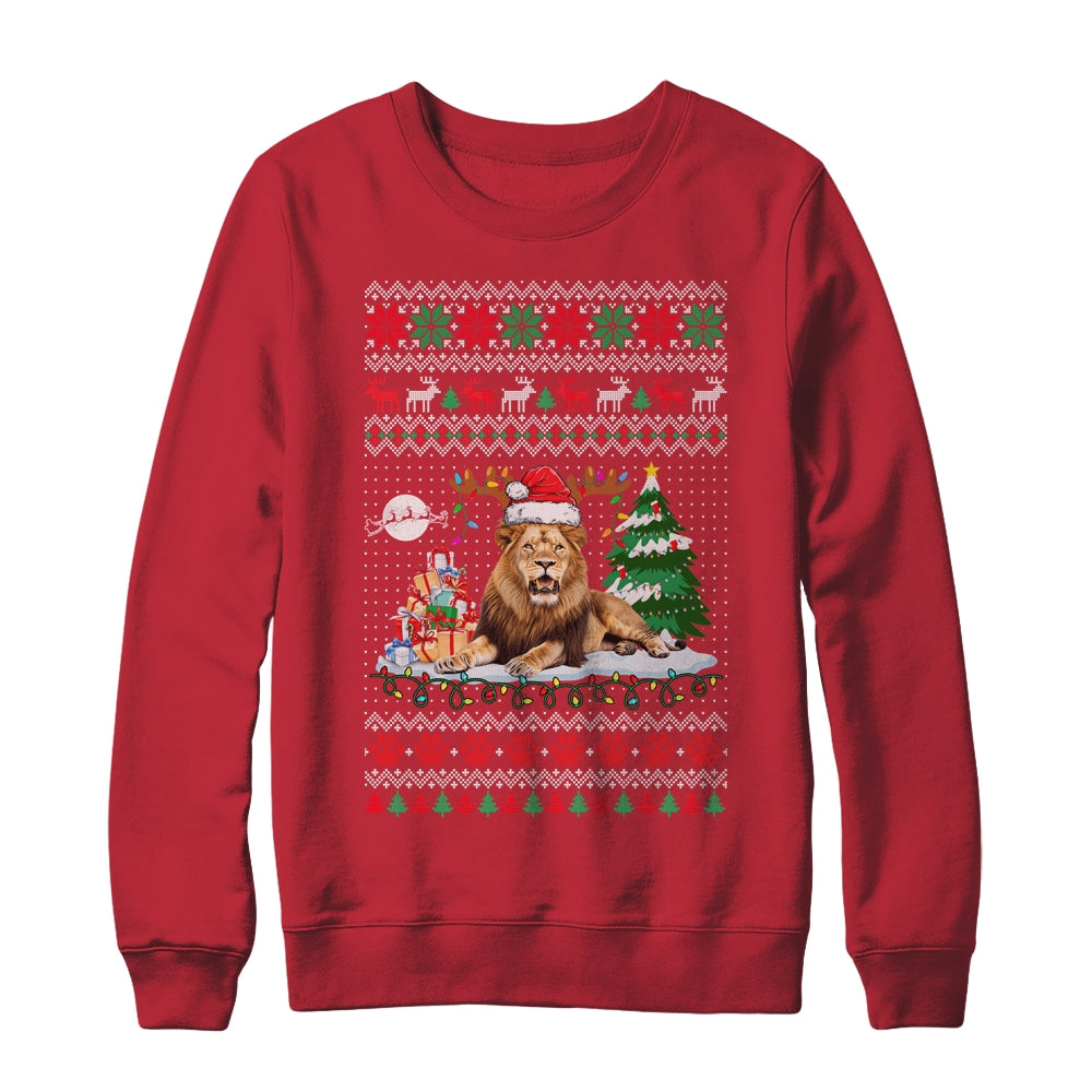 Santa Reindeer Lion Ugly Christmas Xmas Ornaments Family Shirt & Sweatshirt | siriusteestore