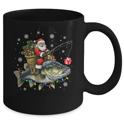 Santa Riding Bass Fish Christmas Fishing Lover Funny Xmas Mug | siriusteestore