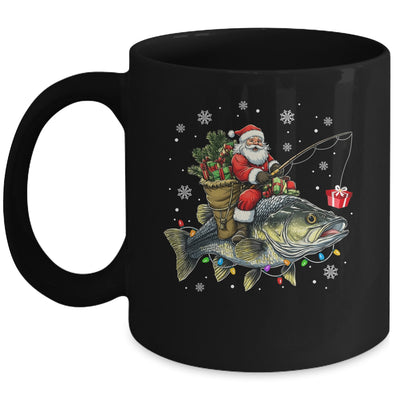 Santa Riding Bass Fish Christmas Fishing Lover Funny Xmas Mug | siriusteestore
