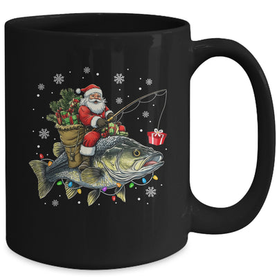 Santa Riding Bass Fish Christmas Fishing Lover Funny Xmas Mug | siriusteestore
