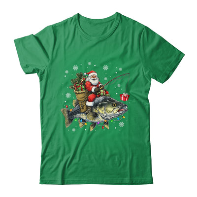 Santa Riding Bass Fish Christmas Fishing Lover Funny Xmas Shirt & Sweatshirt | siriusteestore