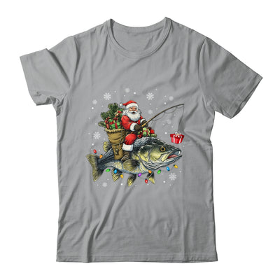 Santa Riding Bass Fish Christmas Fishing Lover Funny Xmas Shirt & Sweatshirt | siriusteestore