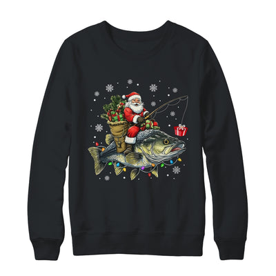Santa Riding Bass Fish Christmas Fishing Lover Funny Xmas Shirt & Sweatshirt | siriusteestore