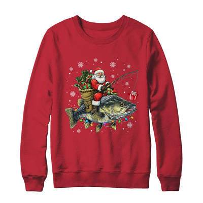 Santa Riding Bass Fish Christmas Fishing Lover Funny Xmas Shirt & Sweatshirt | siriusteestore