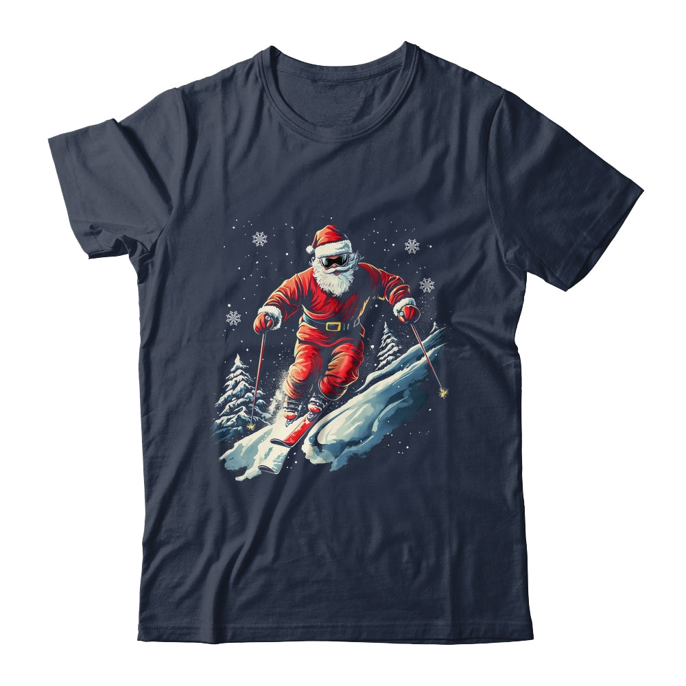 Santa Skiing Xmas Funny Christmas Skier Ski Racer Lover Men Shirt & Sweatshirt | siriusteestore