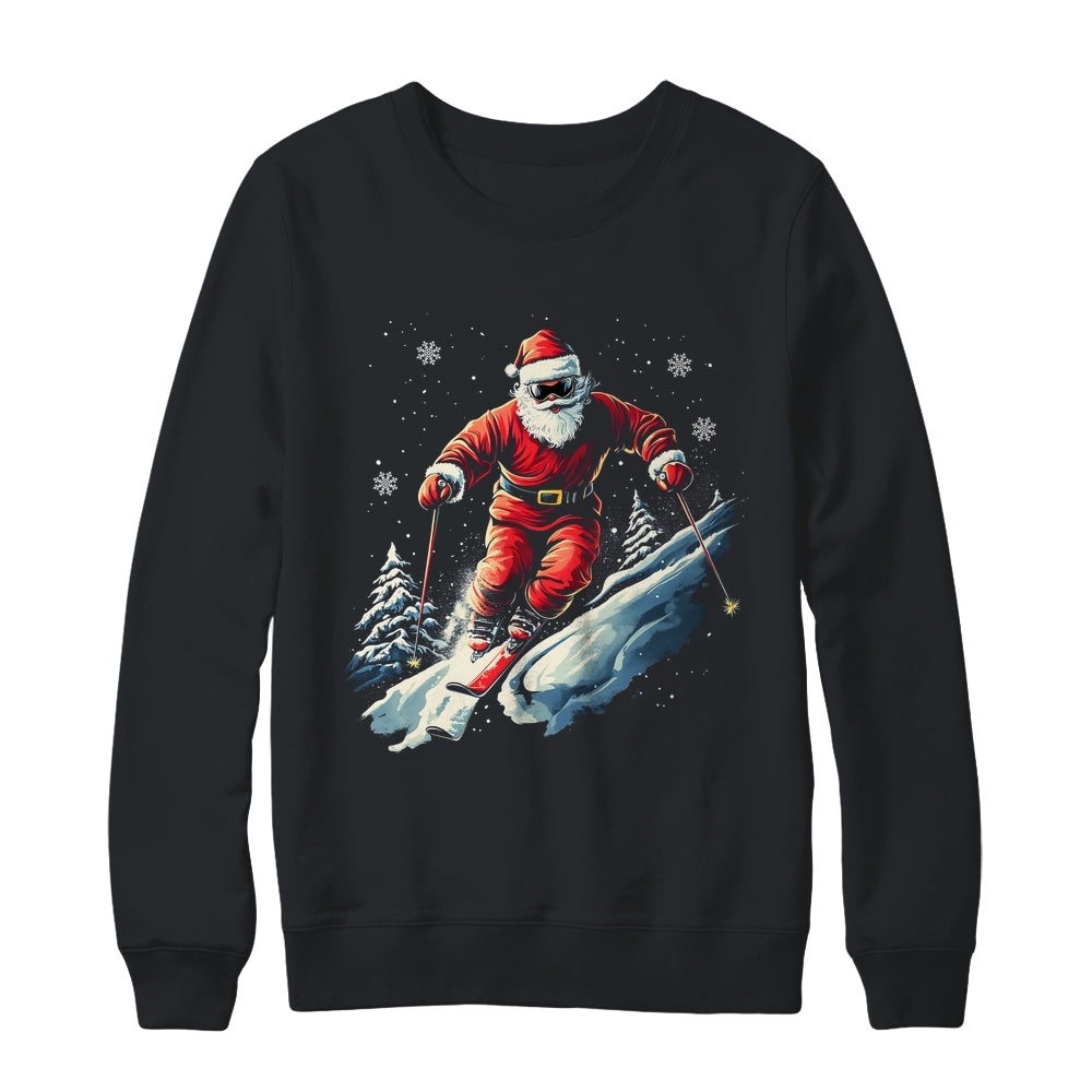 Santa Skiing Xmas Funny Christmas Skier Ski Racer Lover Men Shirt & Sweatshirt | siriusteestore