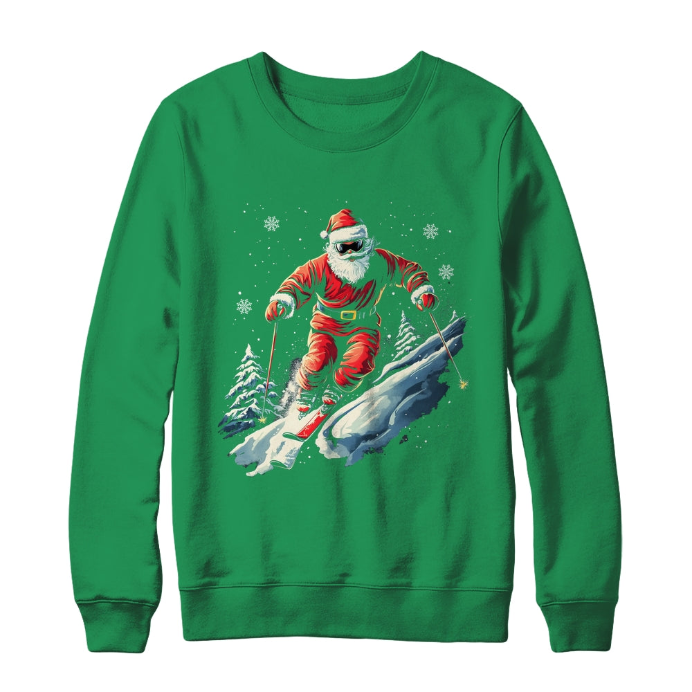 Santa Skiing Xmas Funny Christmas Skier Ski Racer Lover Men Shirt & Sweatshirt | siriusteestore