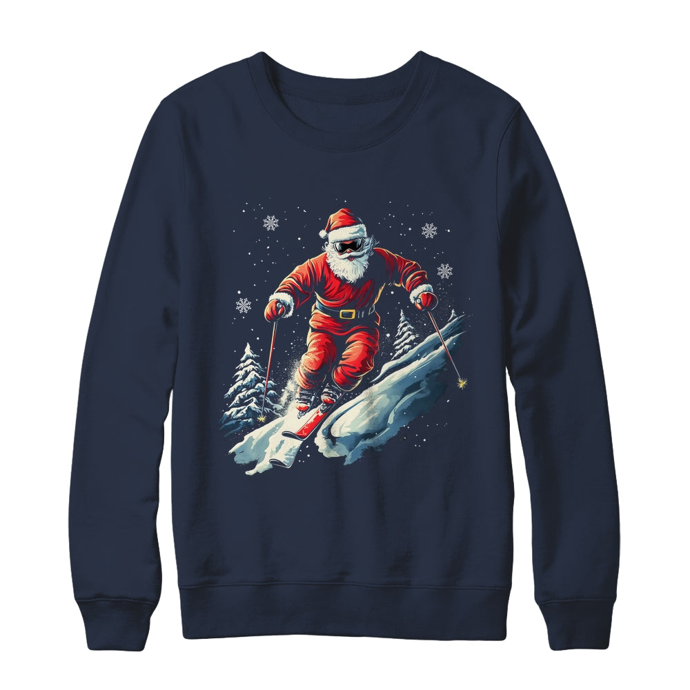 Santa Skiing Xmas Funny Christmas Skier Ski Racer Lover Men Shirt & Sweatshirt | siriusteestore