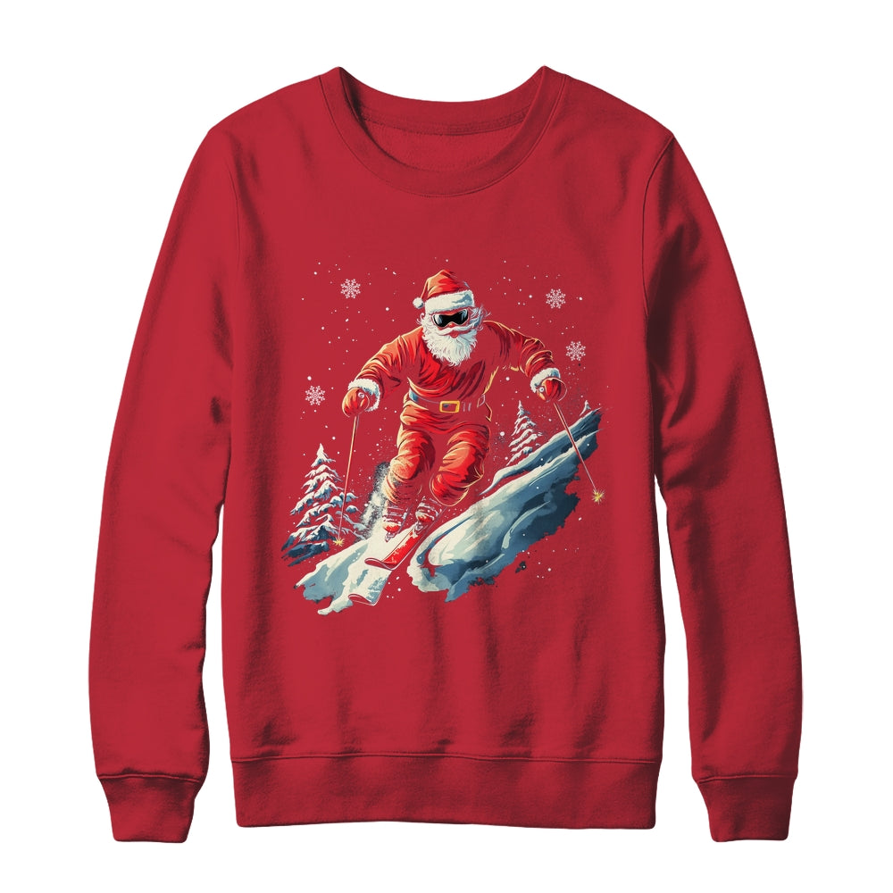 Santa Skiing Xmas Funny Christmas Skier Ski Racer Lover Men Shirt & Sweatshirt | siriusteestore