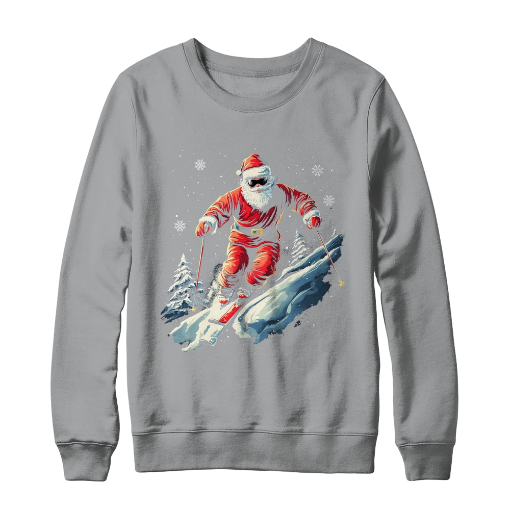 Santa Skiing Xmas Funny Christmas Skier Ski Racer Lover Men Shirt & Sweatshirt | siriusteestore