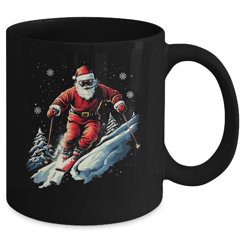 Santa Skiing Xmas Funny Christmas Skier Ski Racer Lover Men Mug | siriusteestore