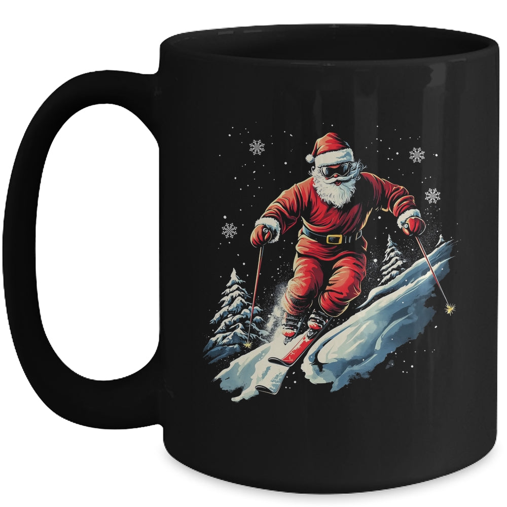 Santa Skiing Xmas Funny Christmas Skier Ski Racer Lover Men Mug | siriusteestore