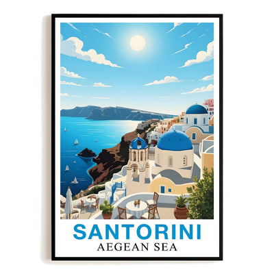 Santorini Greece Aegean Sea Art Poster Beautiful Travel Destination Wall Decor Painting Landscape Print Picture Ideal For Home Living Room Office Bedroom Decor Unframed | siriusteestore