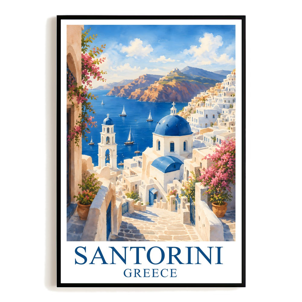 Santorini Greece Travel Poster Vintage Wall Art Decor Souvenir Landscape Print Painting Picture For Home Living Room Office Bedroom Kitchen Decor Unframed | siriusteestore